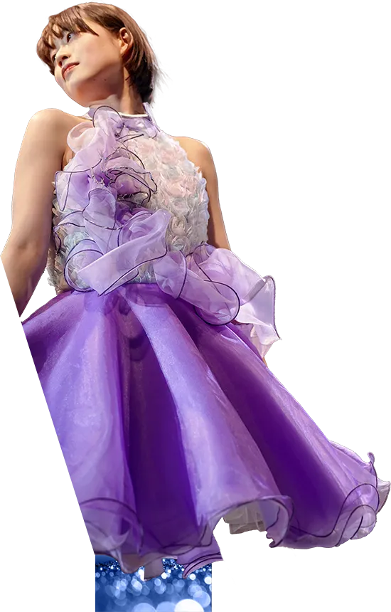 学生ブランド作品衣装（パープルのドレス）